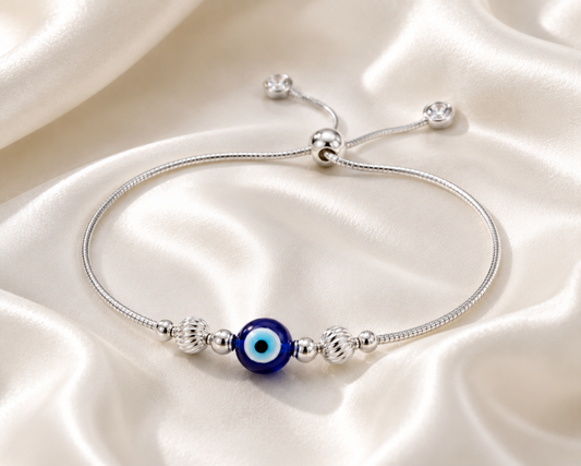925 Sterling Silver Evil Eye Adjustable Bracelet