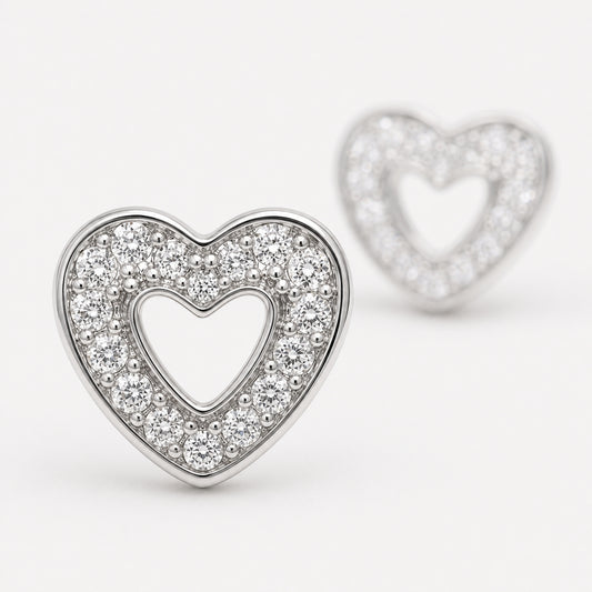 Open Heart Pavé Stud Earrings