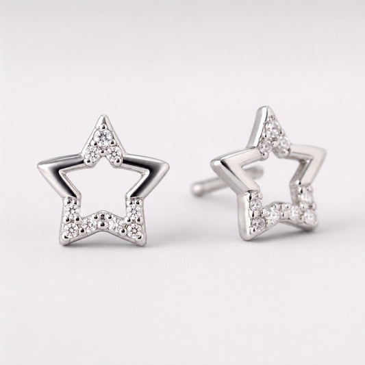 925 Sterling Silver Celestial Star Stud Earrings