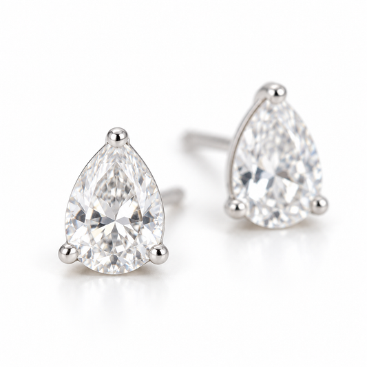 Silver Teardrop Stud Earrings