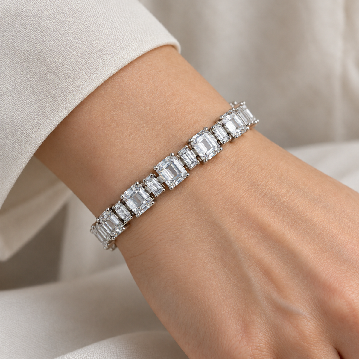 Rectangular Sparkle Tennis Bracelet