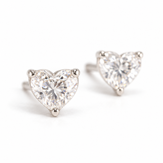 Silver Heart Stud Earrings