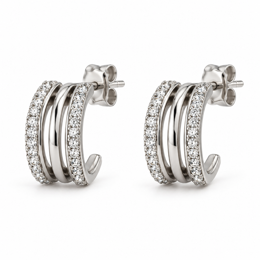 Layered Sparkle Hoop Earrings