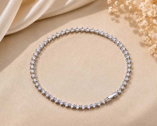 Heart Crystal Anklet | 925 Sterling Silver | Vzyra
