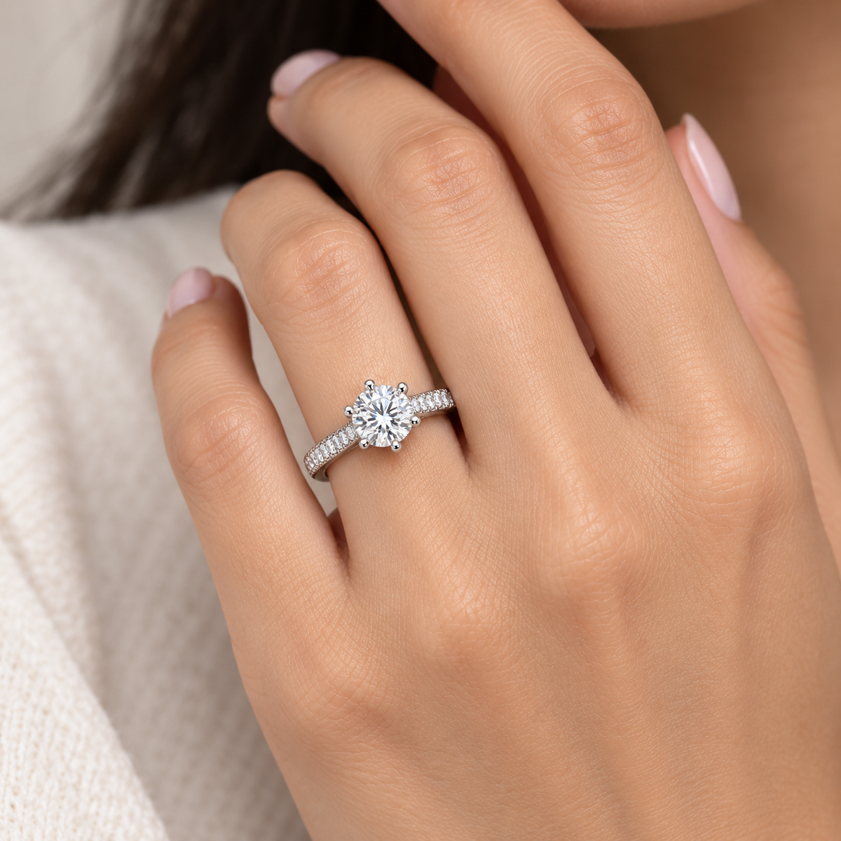 Classic Round Solitaire Silver Ring