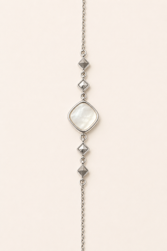 Mother-of-Pearl Geometric Sterling Silver Bracelet