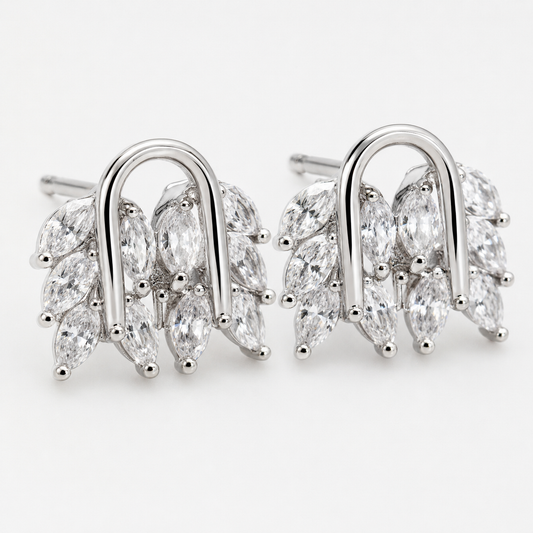 Marquise Leaf 925 Sterling Silver Stud Earrings
