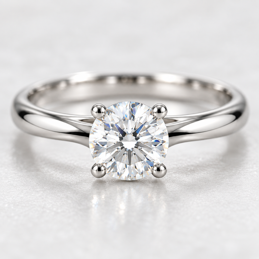 Classic Round Solitaire Silver Ring