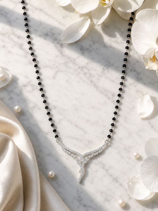 925 Sterling Silver Crystal Cascade Mangalsutra