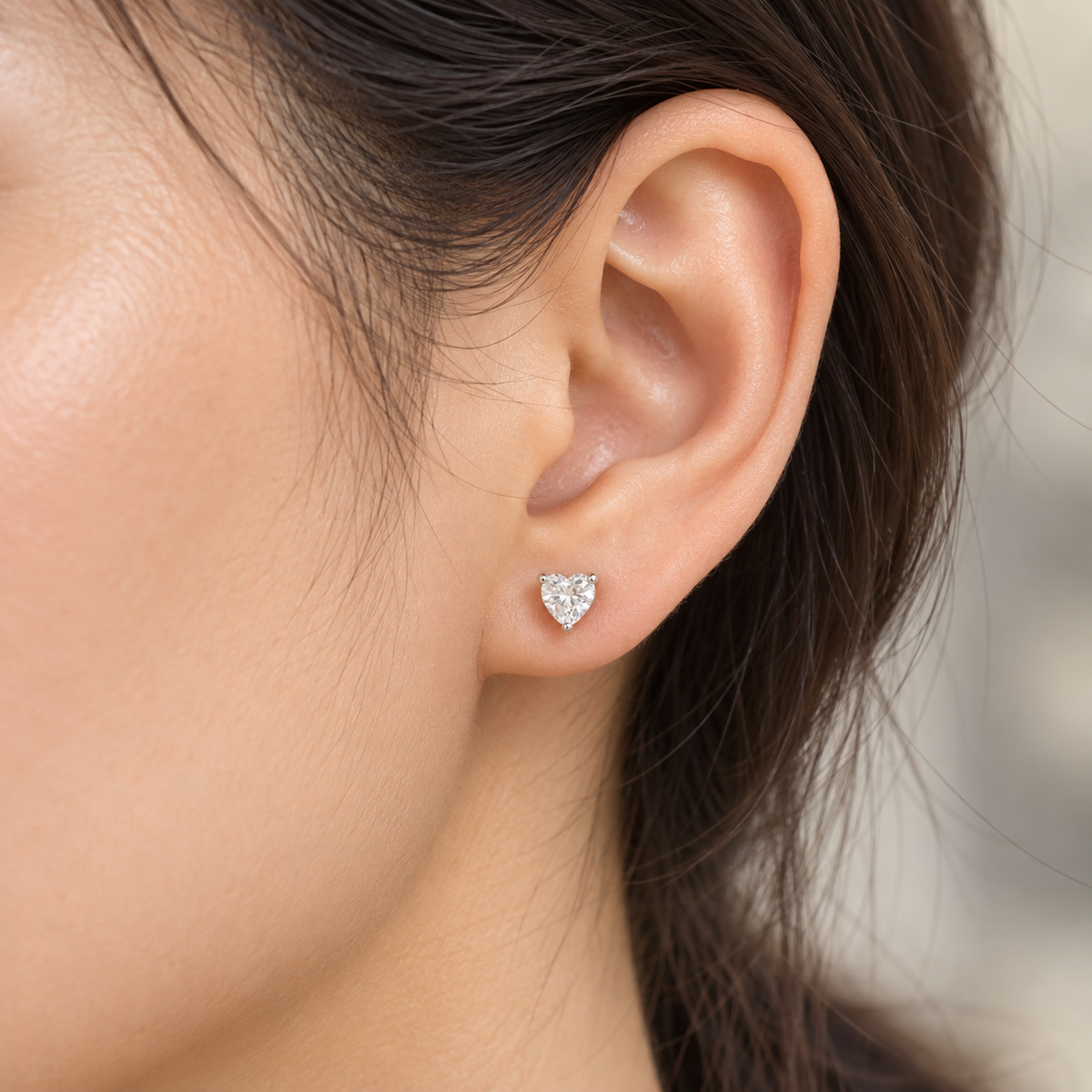 Silver Heart Stud Earrings