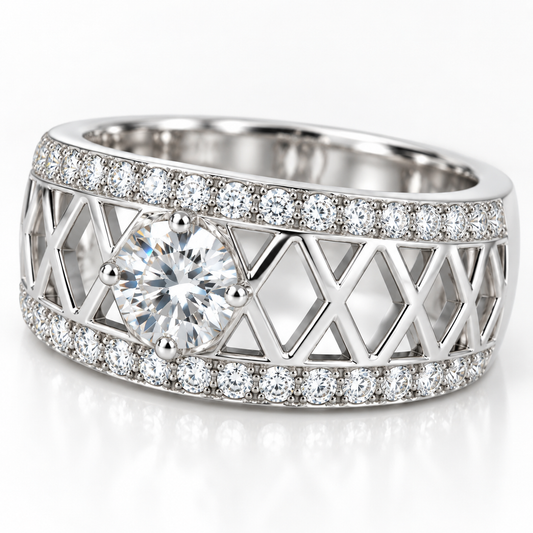 Silver Lattice Statement Ring