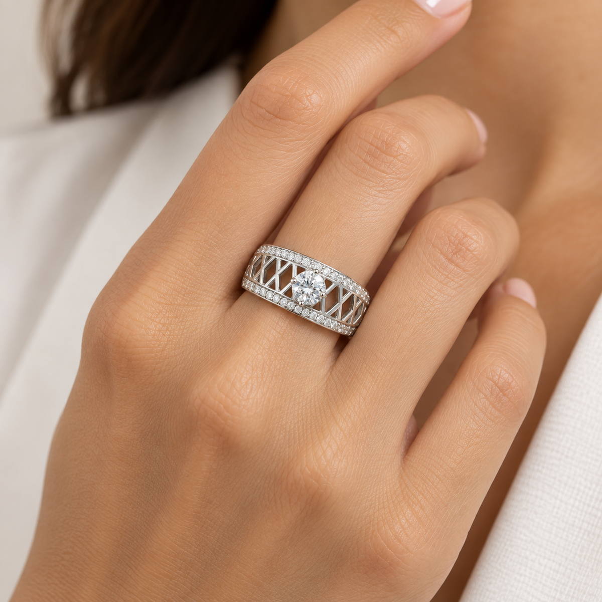 Silver Lattice Statement Ring