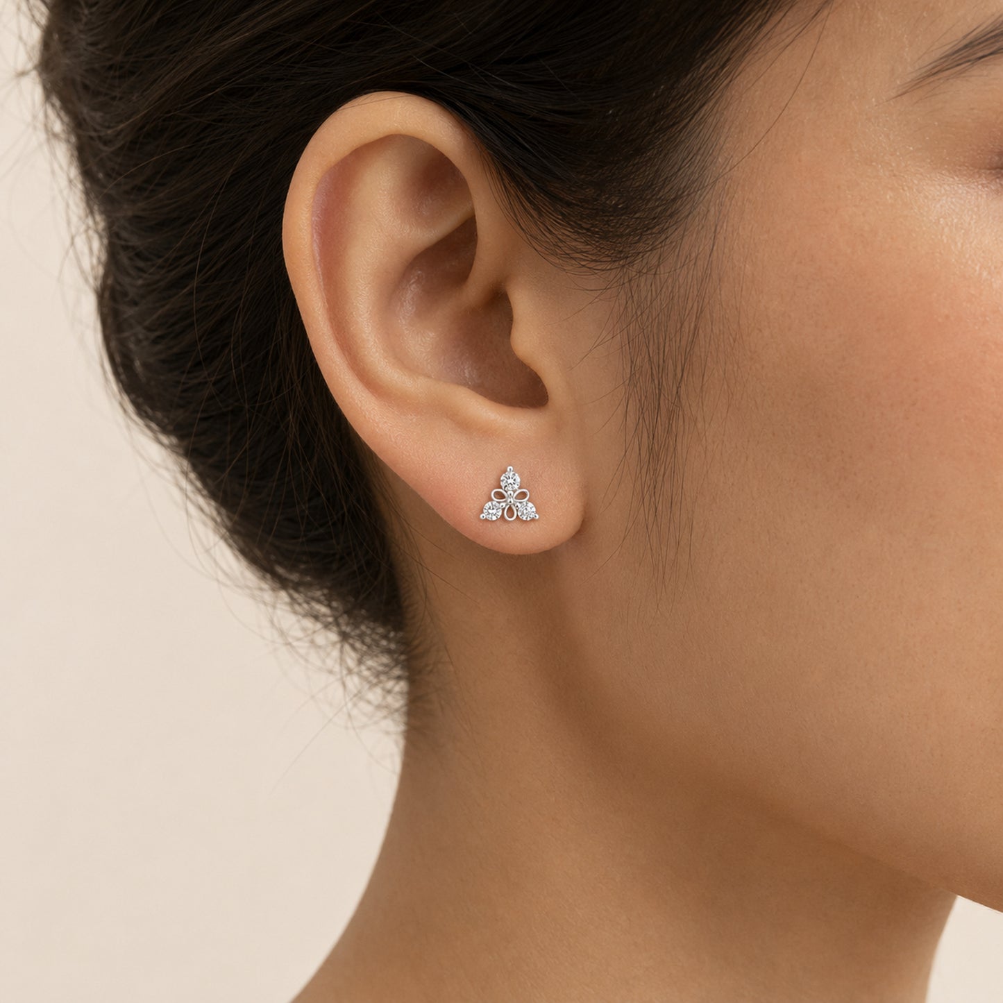 Three-Stone Floral Stud Earrings