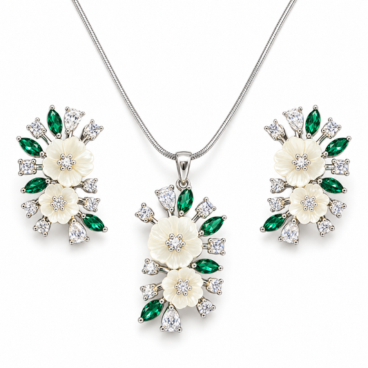 Ivory Garden Necklace & Earrings Set