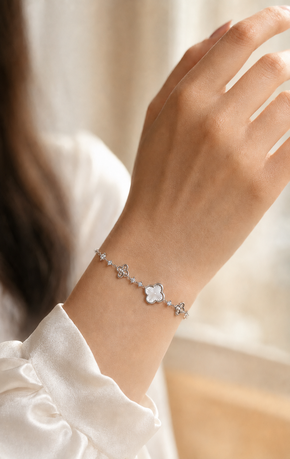 Celestial Clover Sterling Silver Bracelet