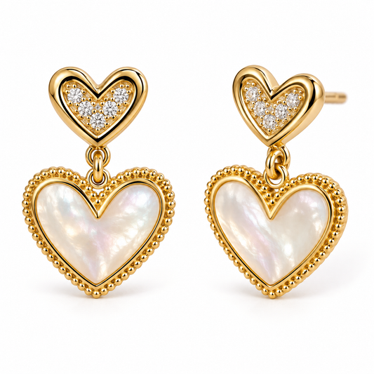 Pearlescent Double Heart Earrings