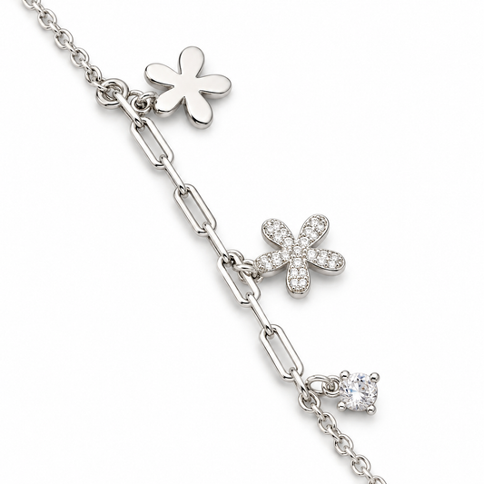 Daisy Charm Silver Bracelet