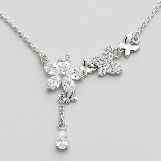 Butterfly Bloom Drop Necklace