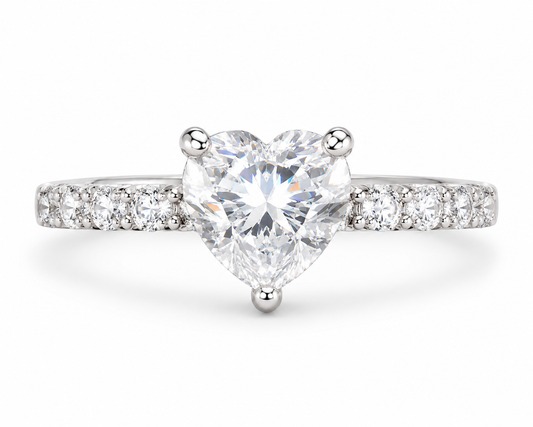 Heart Cut Stone Engagement Ring | 925 Sterling Silver | Vzyra