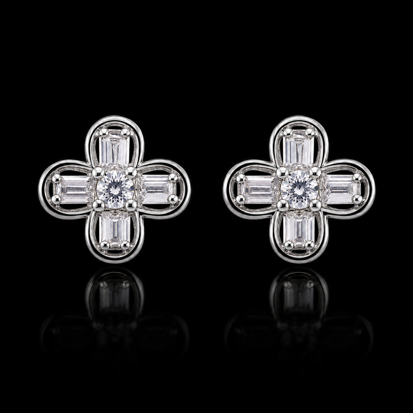 Four-Petal Floral Stud Earrings