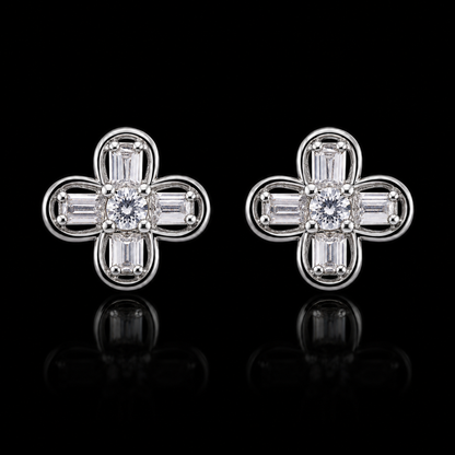 Four-Petal Floral Stud Earrings