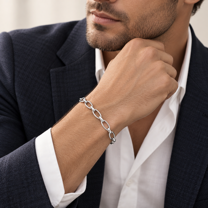 Men’s silver Oval Link Bracelet