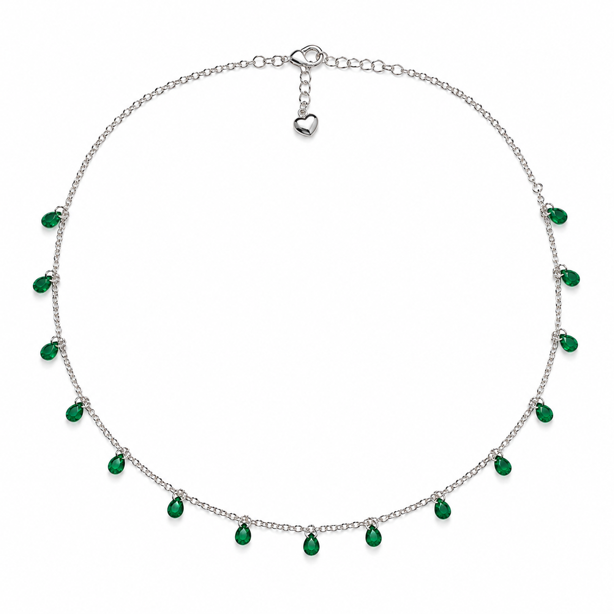 Emerald Drop Charm Necklace | 925 Sterling Silver