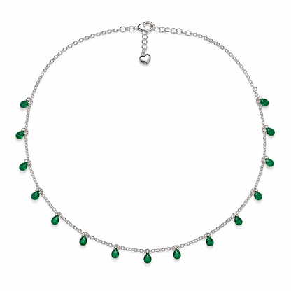 Emerald Drop Charm Necklace | 925 Sterling Silver