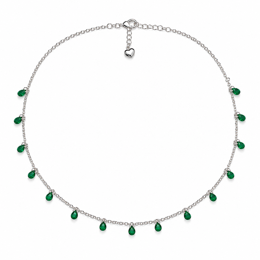 Emerald Drop Charm Necklace | 925 Sterling Silver