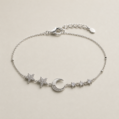 Celestial Moon & Stars Sterling Silver Bracelet