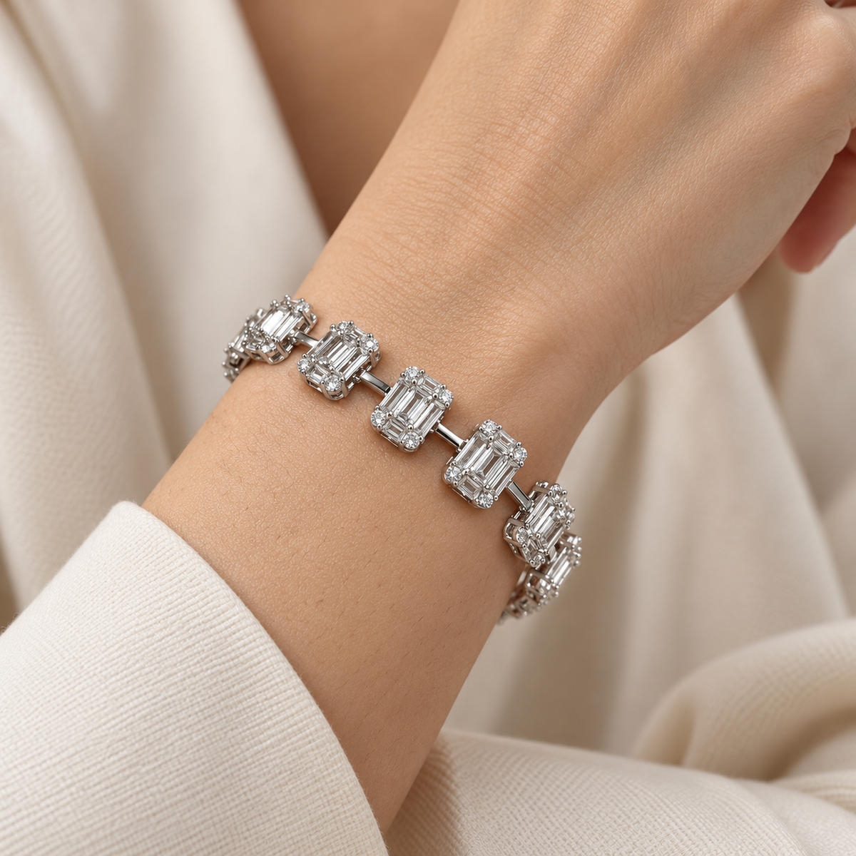 Rectangular Sparkle Silver Bracelet