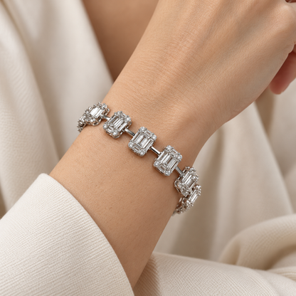 Rectangular Sparkle Silver Bracelet