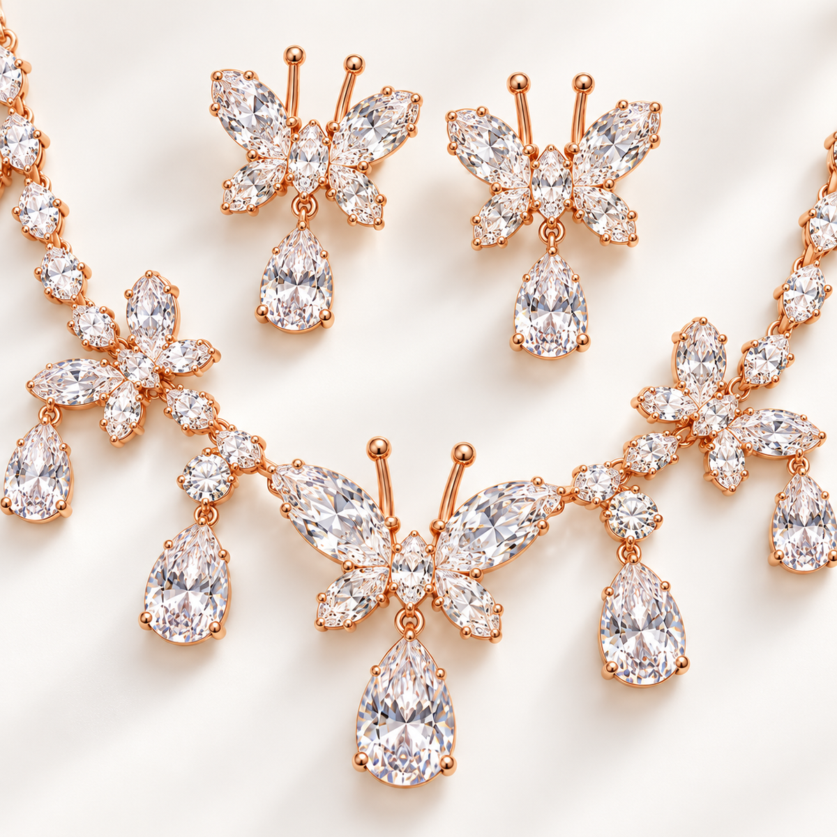 Butterfly Silver Necklace & Earring Set