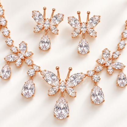 Butterfly Silver Necklace & Earring Set