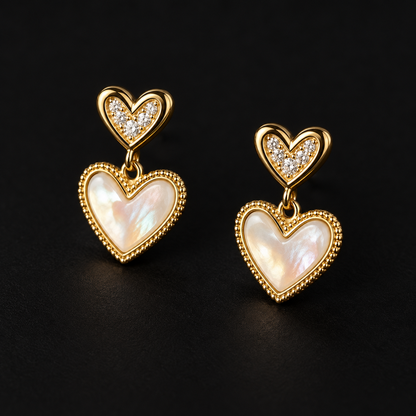 Pearlescent Double Heart Earrings