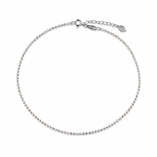 Vzyra Minimalist Sterling Silver Ball Chain Anklet