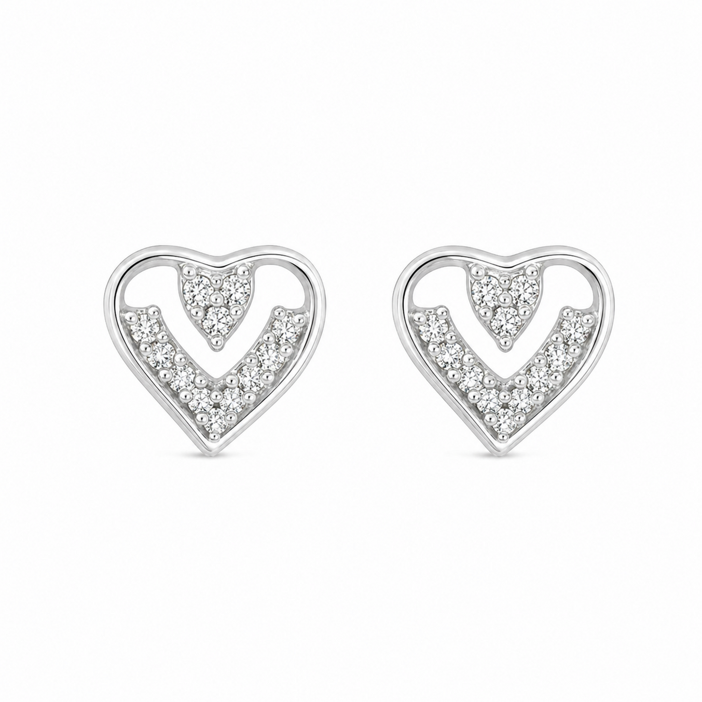 Crystal Heart Stud Earrings