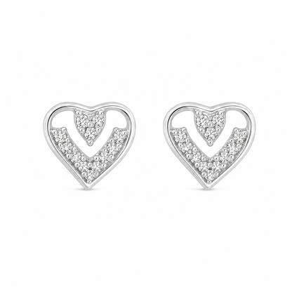 Crystal Heart Stud Earrings