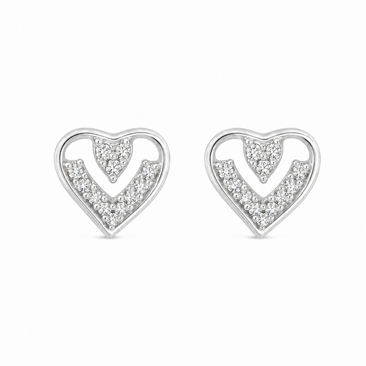 Crystal Heart Stud Earrings