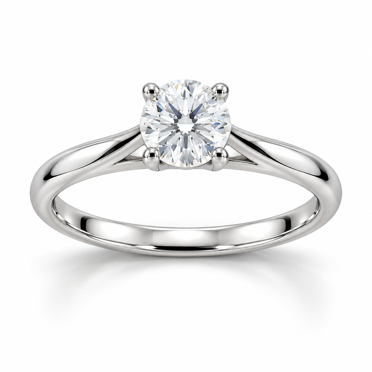 Classic Round Solitaire Silver Ring