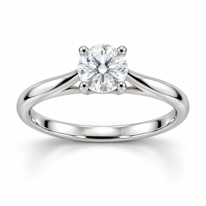 Classic Round Solitaire Silver Ring
