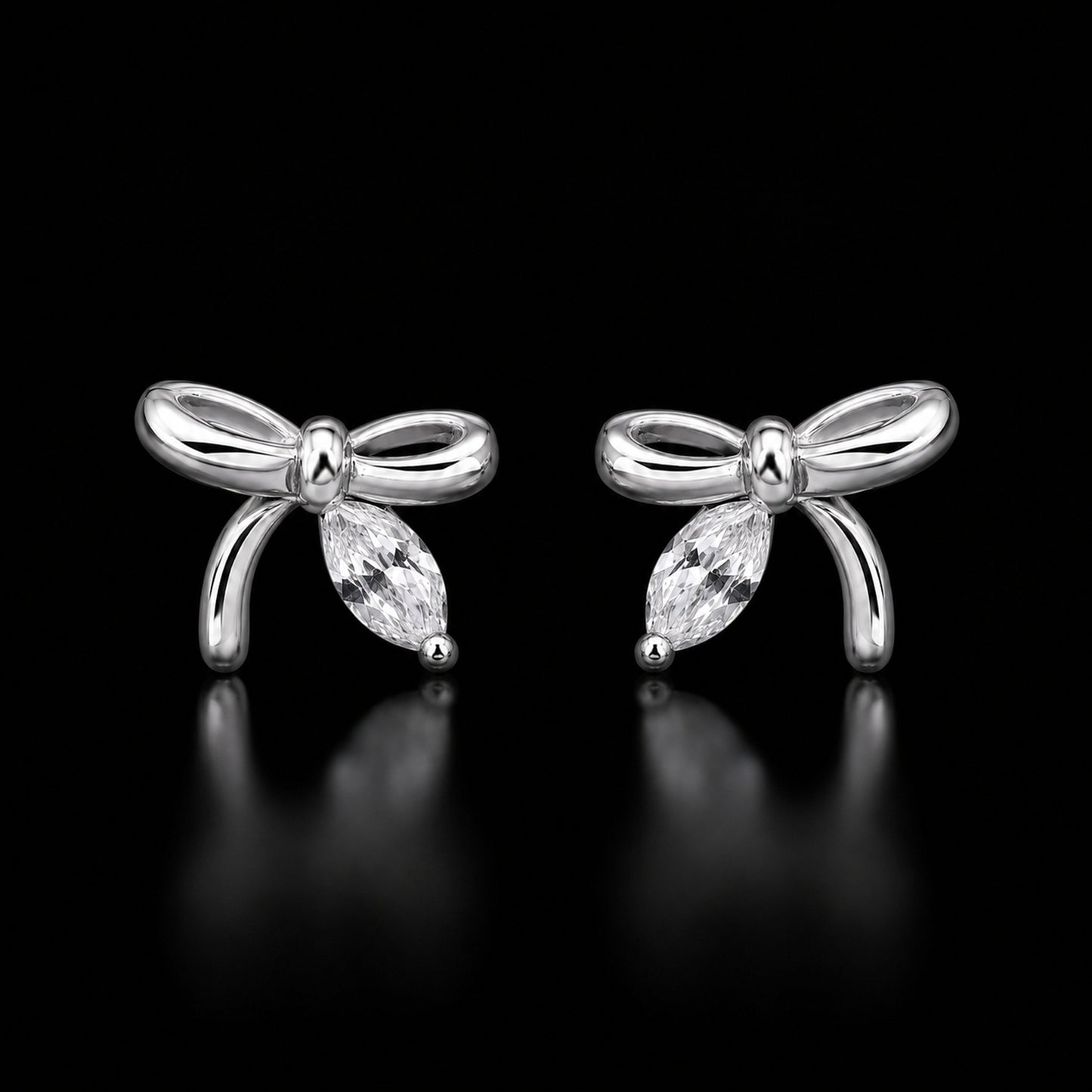 Silver Bow Stud Earrings
