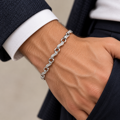 Silver Rope Link Bracelet