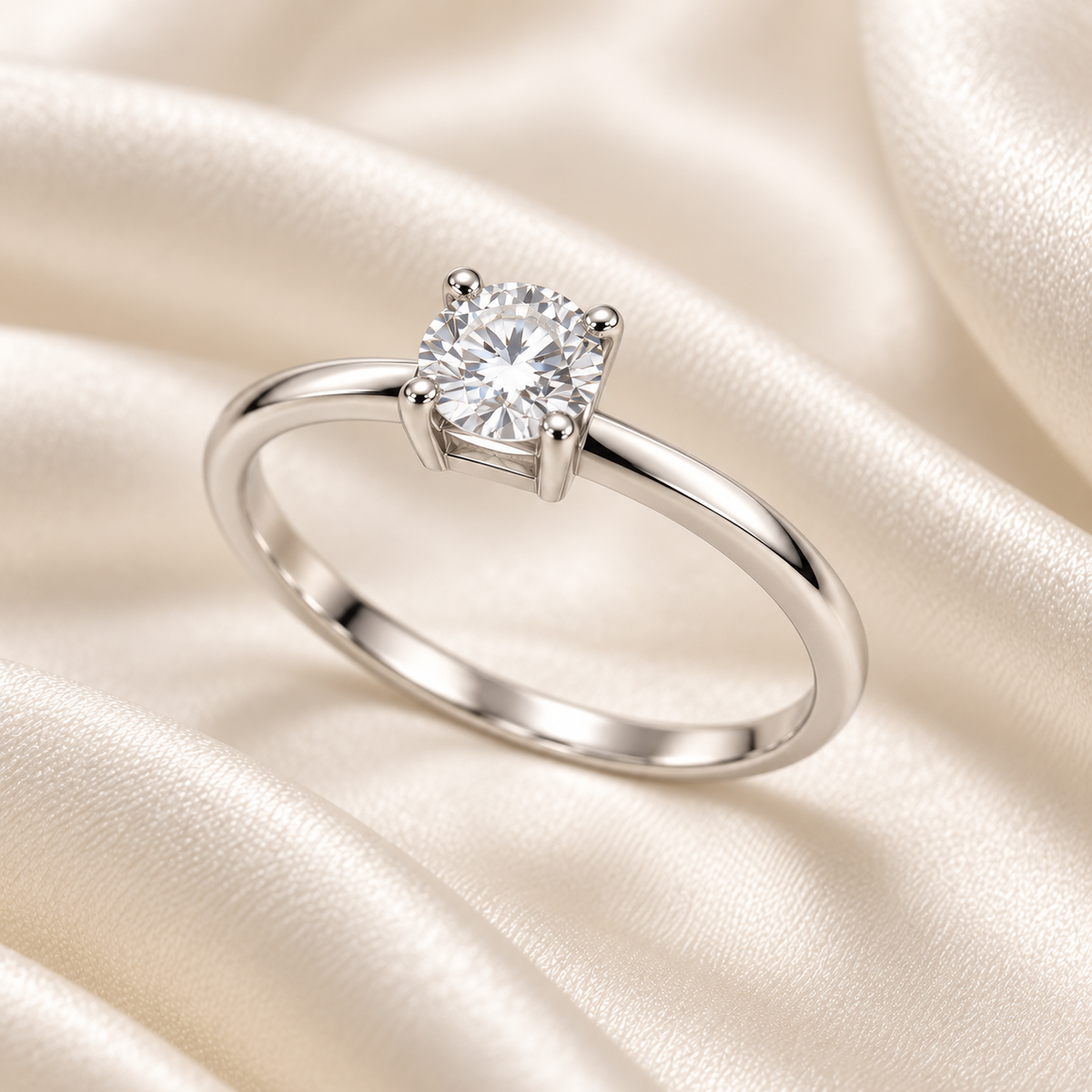 Classic Silver Solitaire Ring
