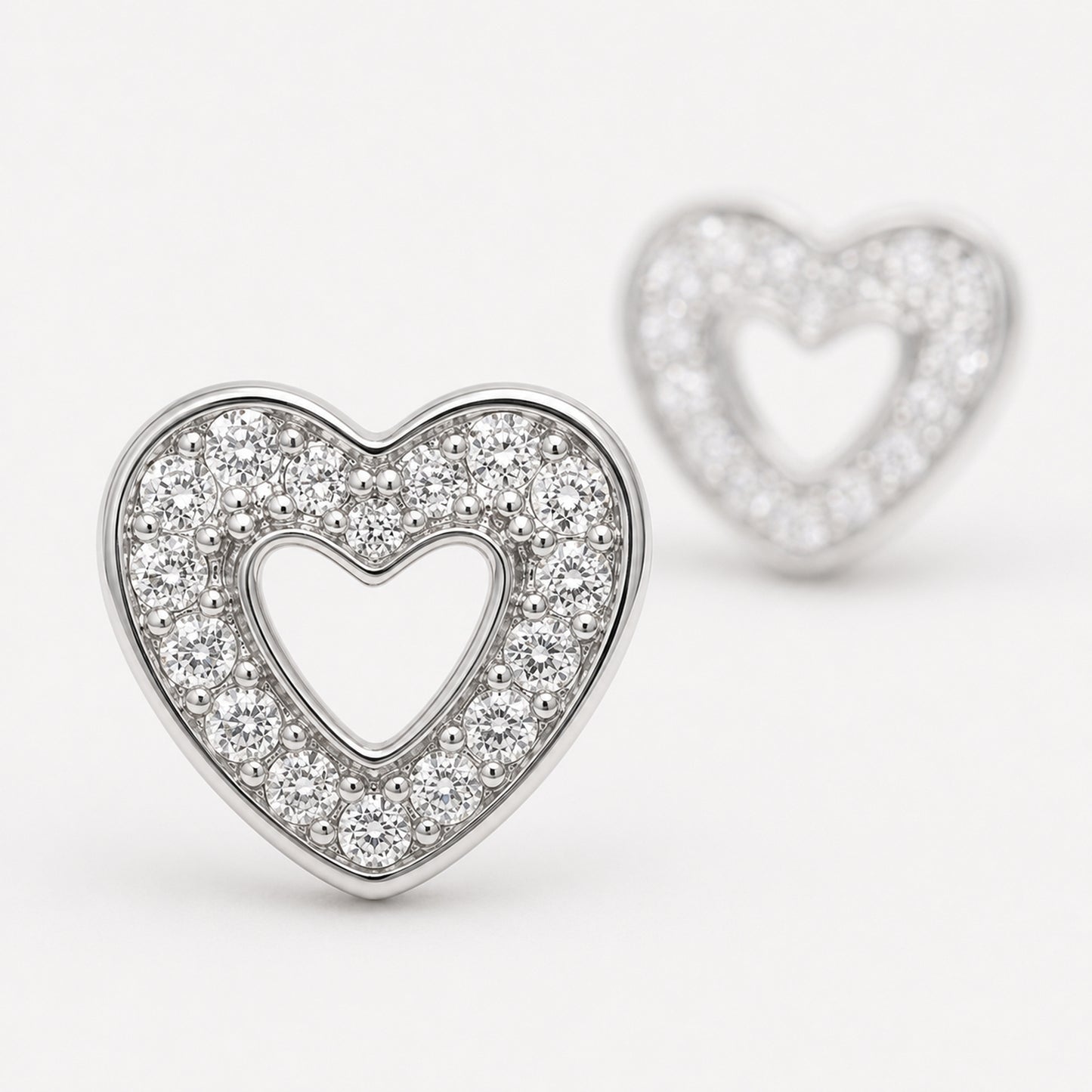 Open Heart Pavé Stud Earrings