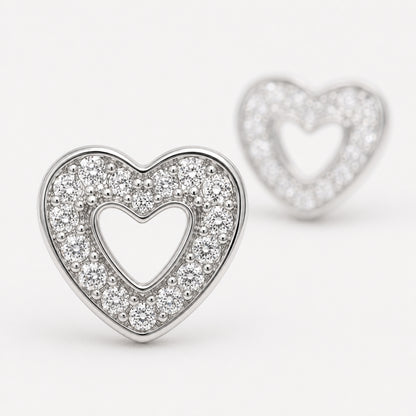 Open Heart Pavé Stud Earrings