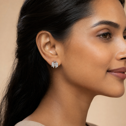 Marquise Leaf 925 Sterling Silver Stud Earrings