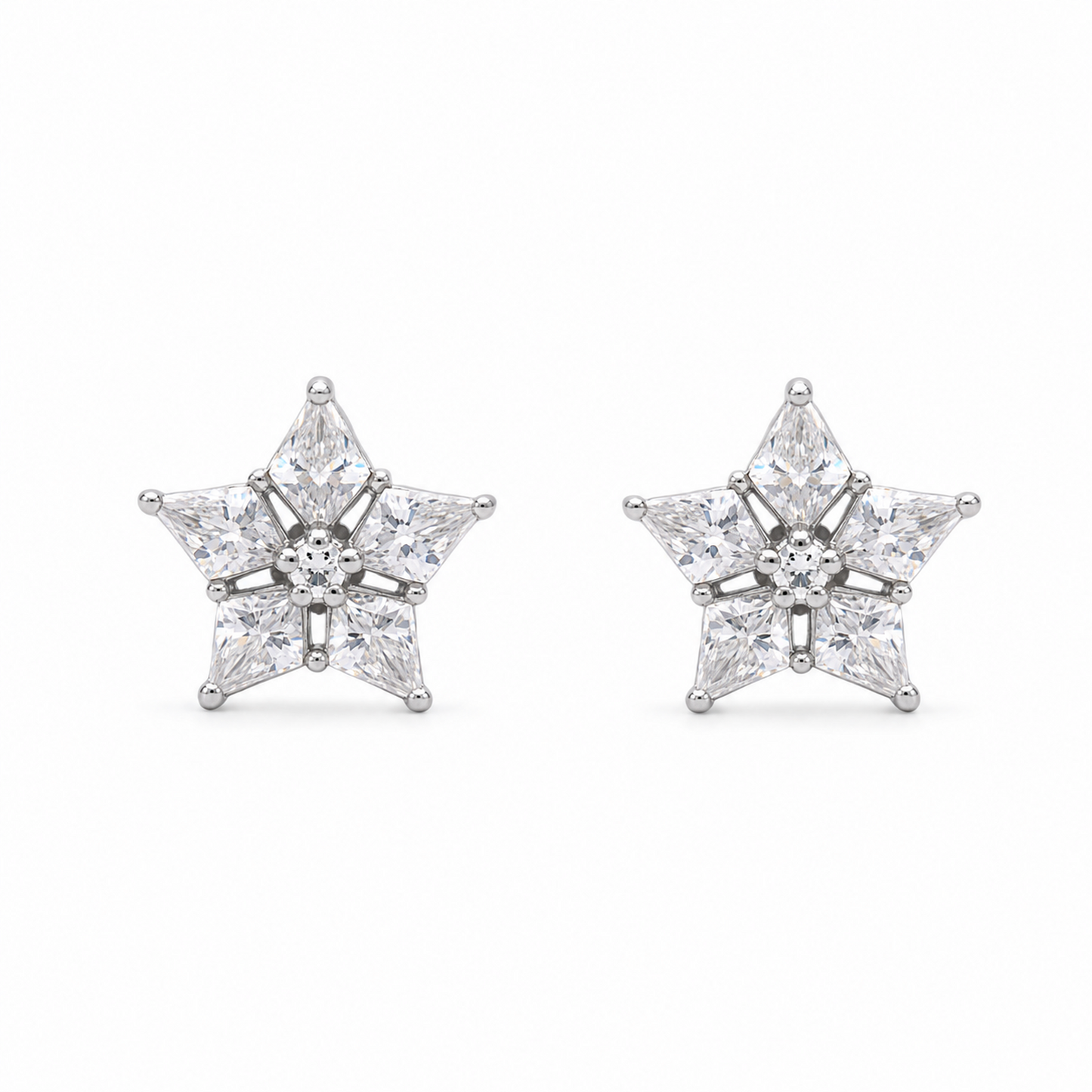 925 Silver Celestial Spark Star Stud Earrings