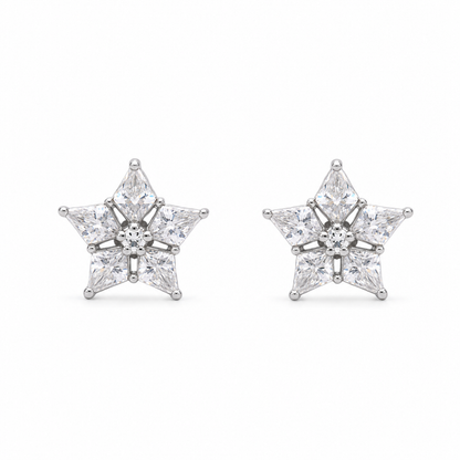 925 Silver Celestial Spark Star Stud Earrings