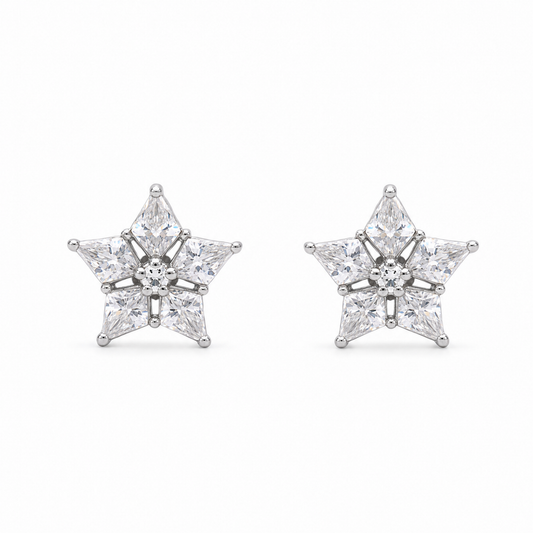 925 Silver Celestial Spark Star Stud Earrings